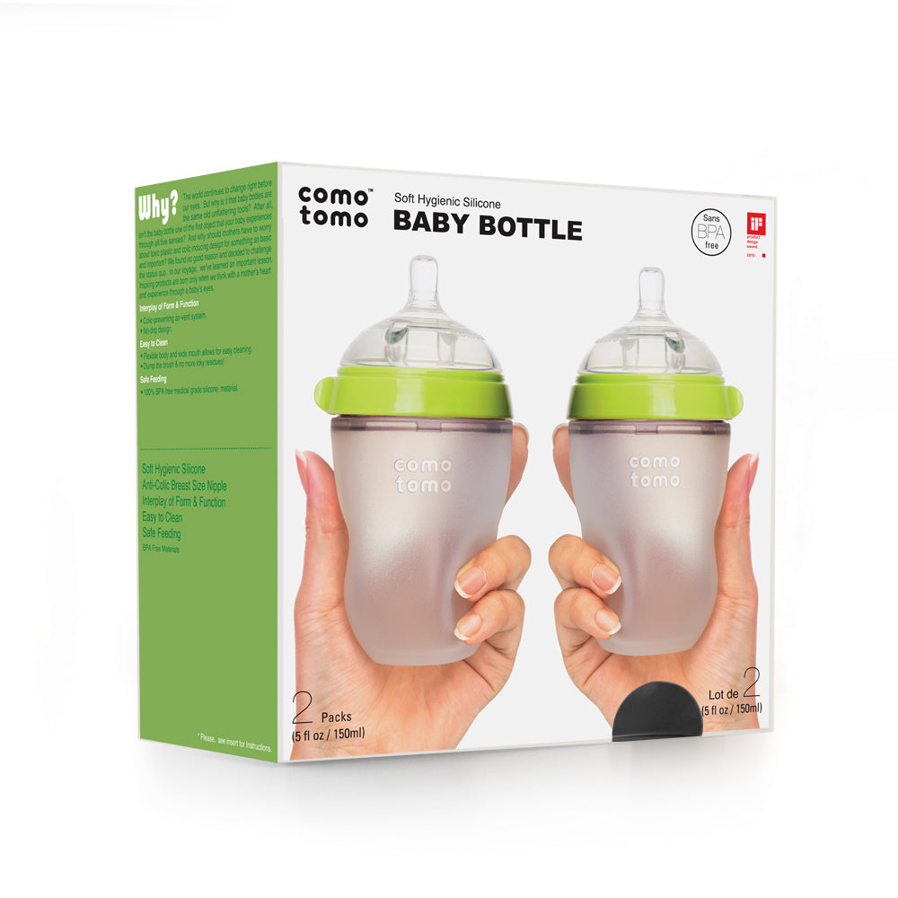 COMOTOMO  Baby Bottle, Green, 8 Ounce, Double Pack