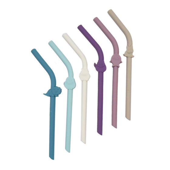 Silicone Straws 6 pc Set w. Cleaning Brush LUXE COLORS