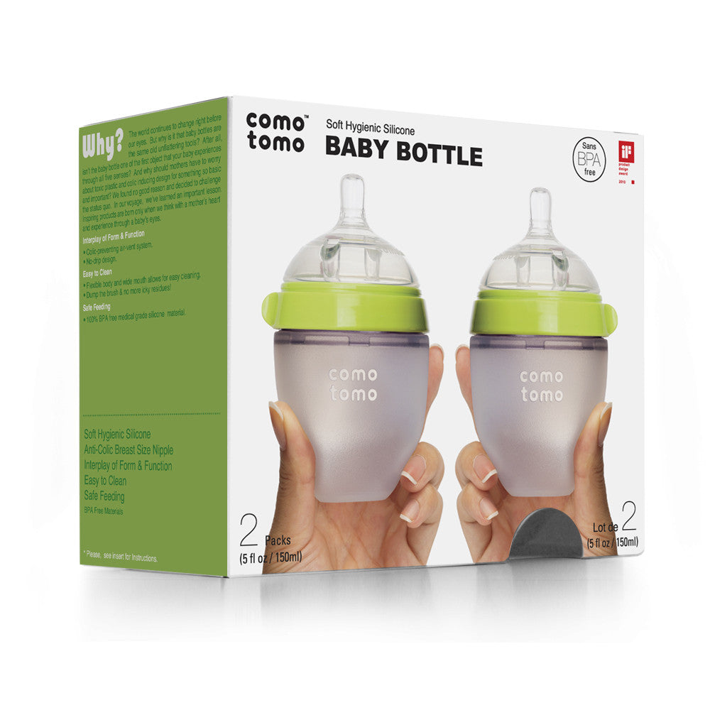COMOTOMO  Baby Bottle, Green, 5 Ounce, Double Pack - YYZ Distribution