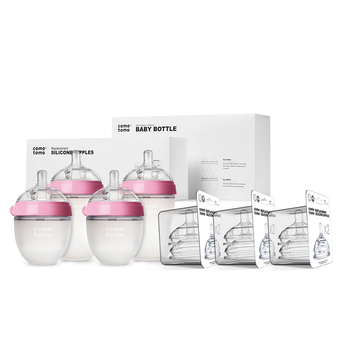 COMOTOMO  Baby Bottle Bundle - Pink - YYZ Distribution